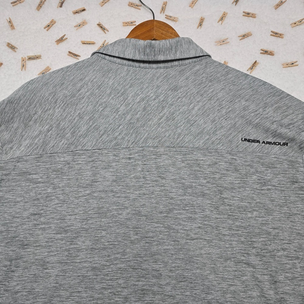 Under Armour Golf Polo Shirt Men's 2XL Loose Gray Short Sleeve Heatgear Tech - Picture 14 of 16